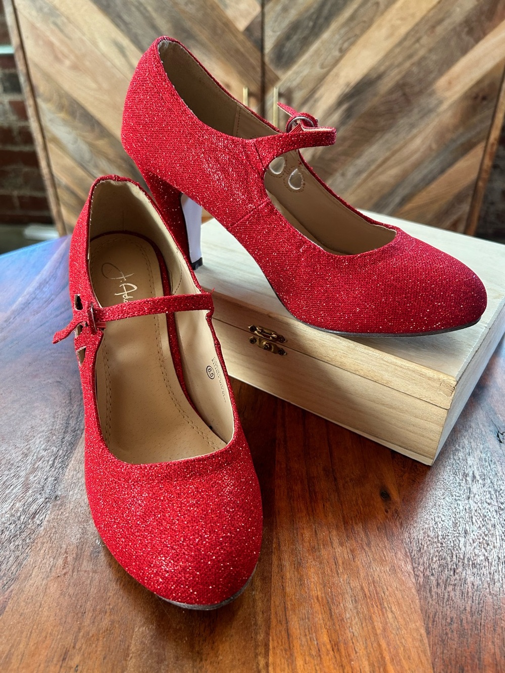 J Adams Pixie Cushioned Sole Red Dorothy Mary Janes - Size 6.5